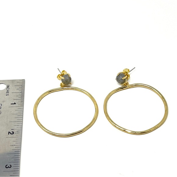 New Free People Labradorite Stone Hoop Earrings - Picture 3 of 3